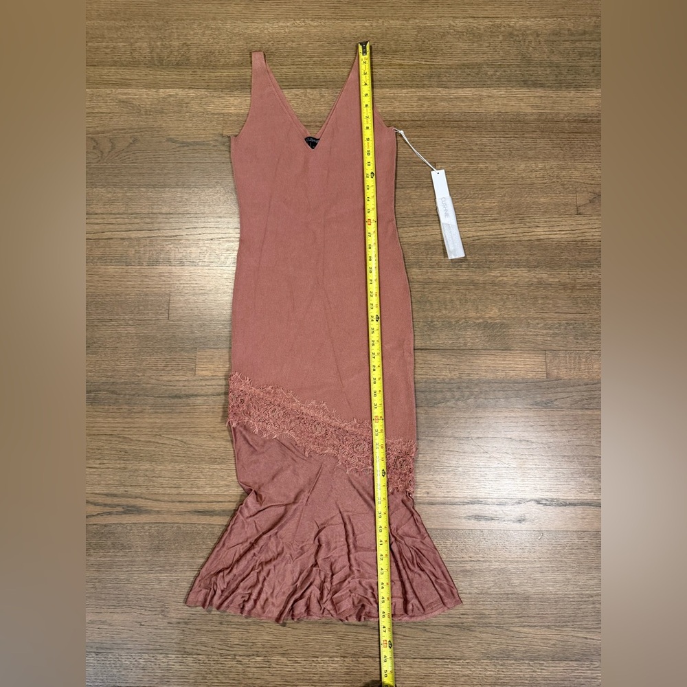 New Cushnie Sleeveless V Neck Knit Dress with Lace Detail-Size Medium-Rose Gold - Picture 15 of 16